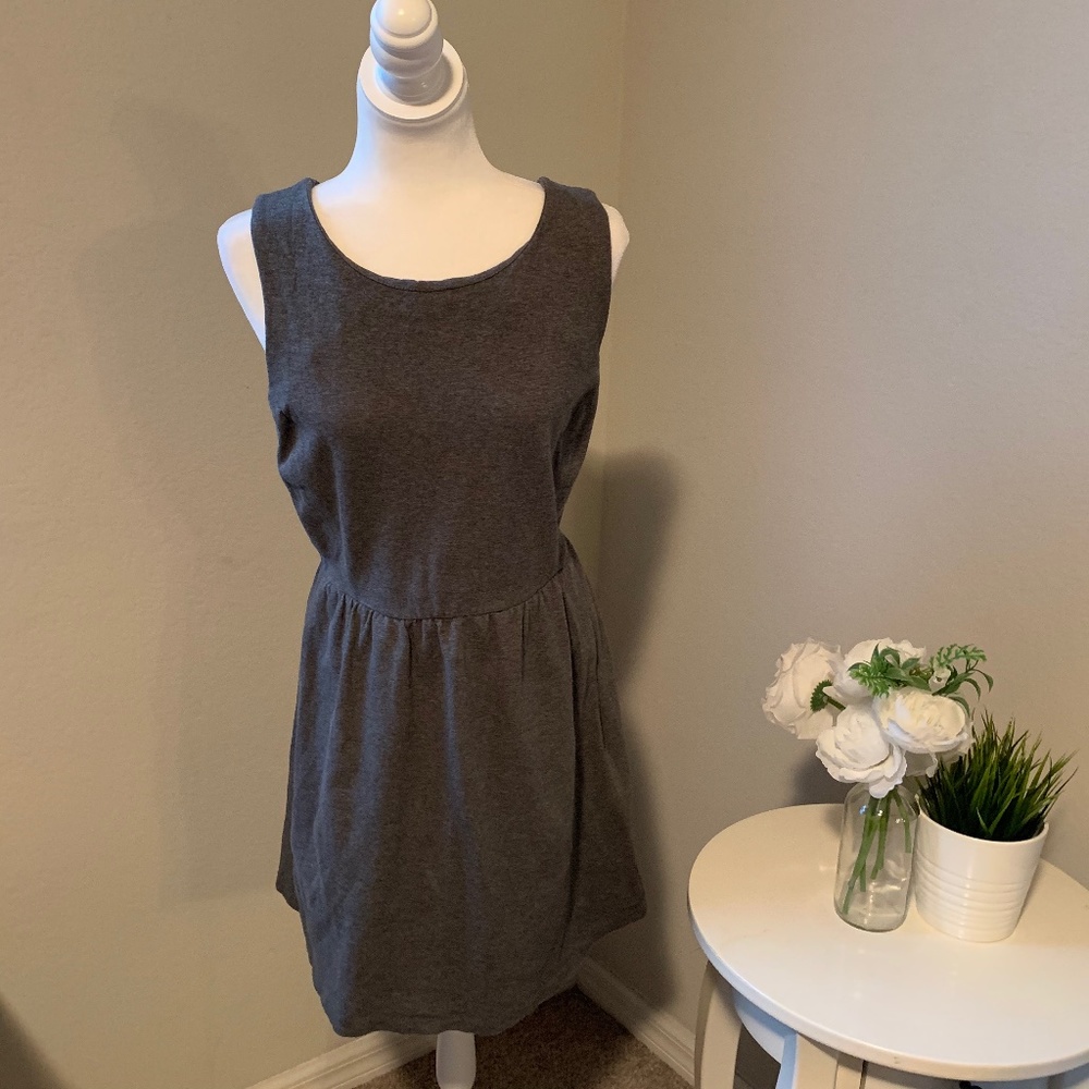 GAP Charcoal Gray Stretch Knit Fit & Flare Dress